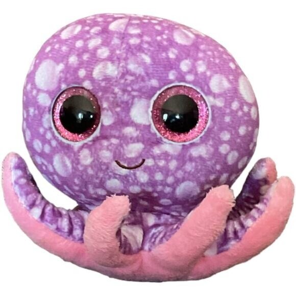 Ty Beanie Boos Octopus Plush Toy With Big Eyes & Spotted Pattern - Picture 1 of 7